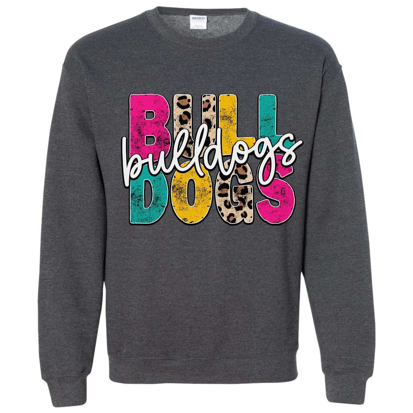 Bulldog Sweatshirt Colorful Bulldogs with leopard print