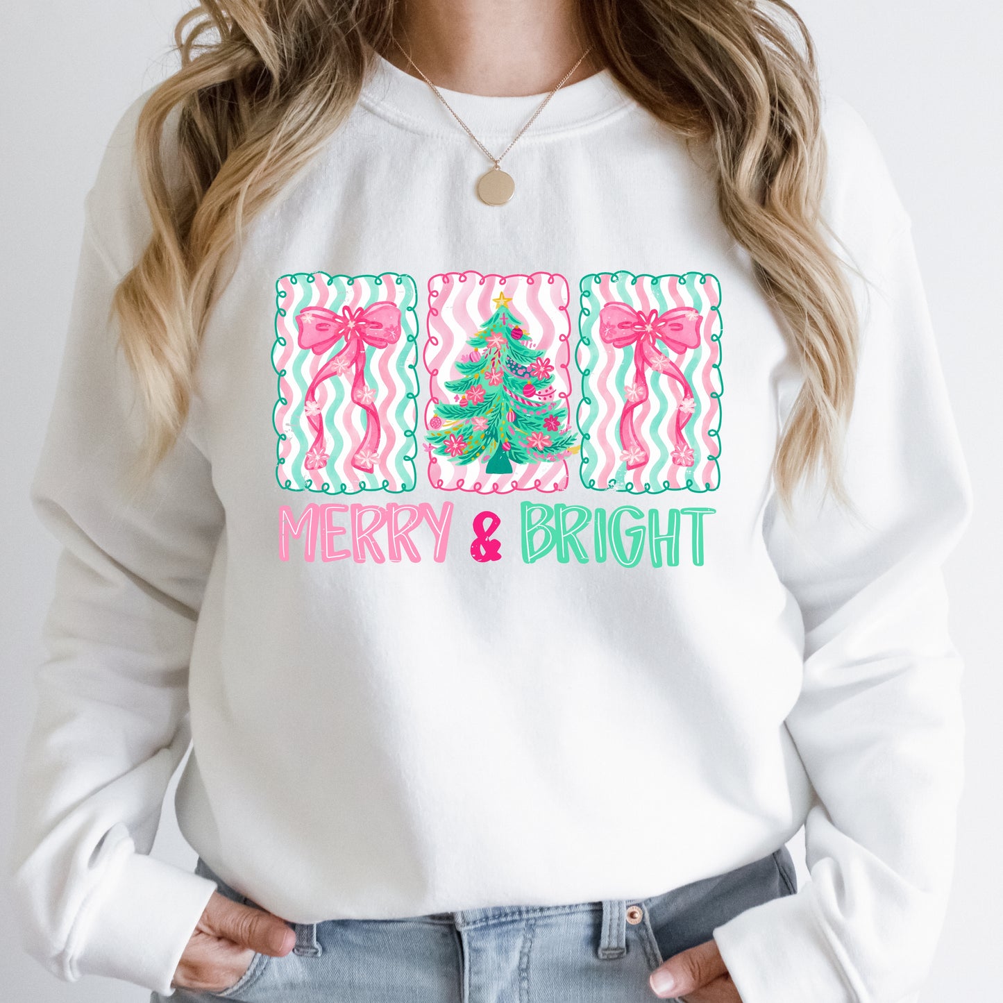 Merry and Bright Coquette Striped Sweatshirt