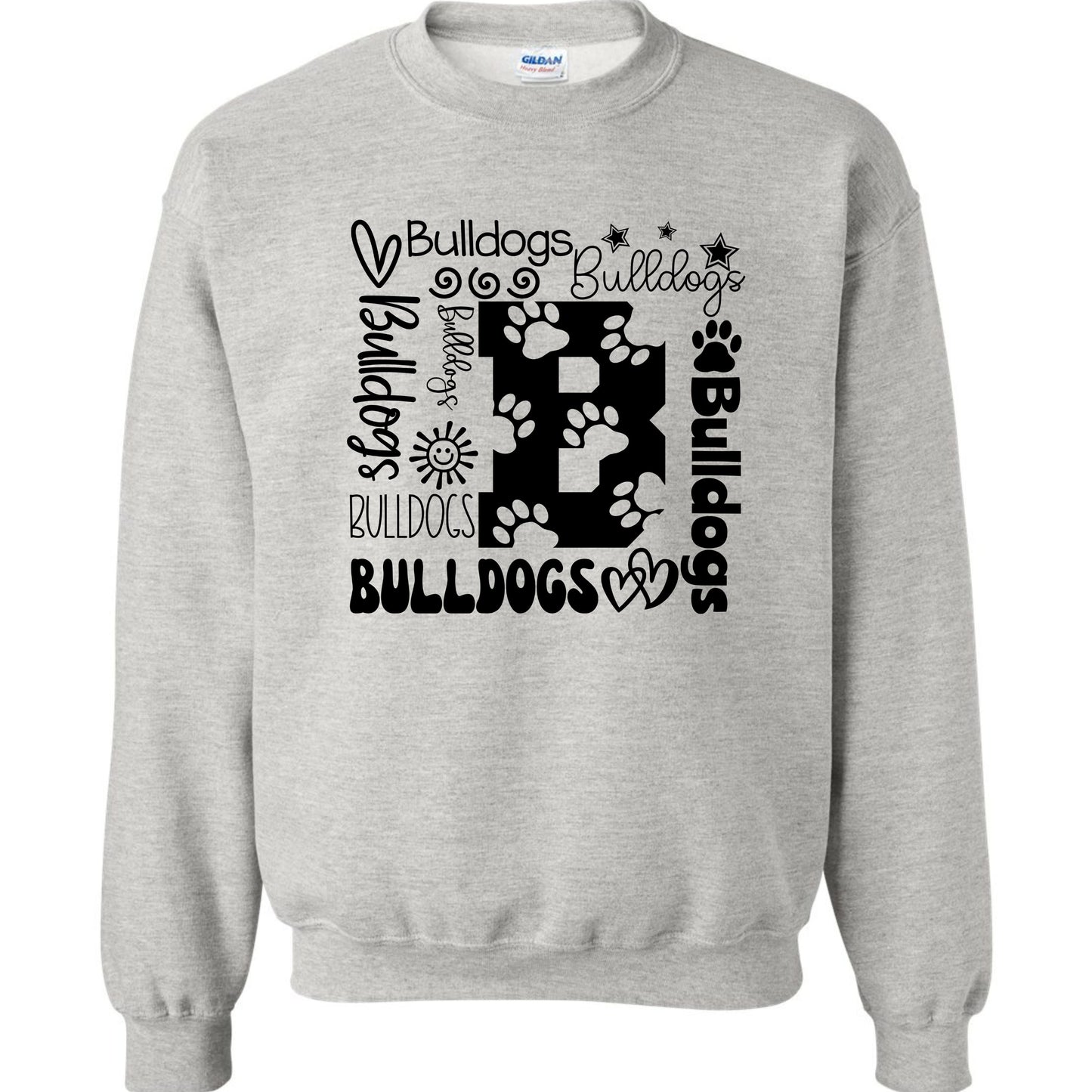 Bulldogs Sweatshirt Square Design with the letter B and pawprints