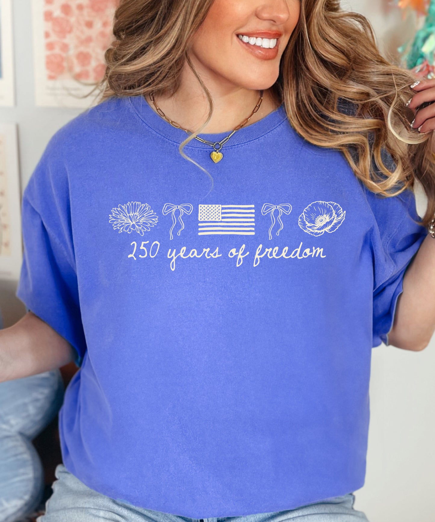 250 Years of Freedom Minimal Patriotic T-Shirt | Vintage Comfort Colors Tee