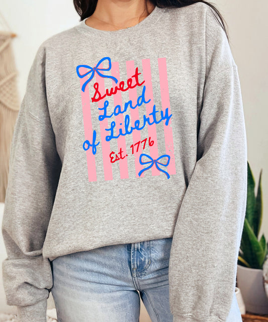 Sweet Land of Liberty Sweatshirt | Cute Patriotic Bow Crewneck | America 1776 Feminine USA Pullover (Copy)