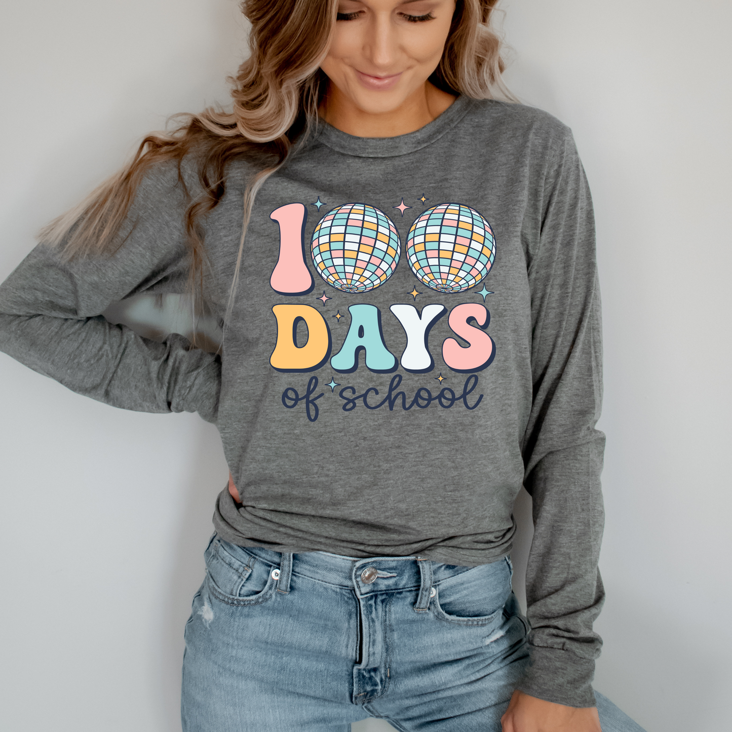 100 Days of School Long Sleeve Bella Shirt