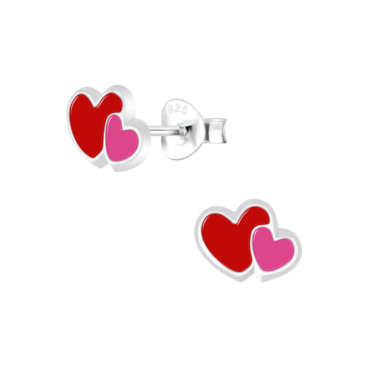 a pair of red and pink hearts on a white background