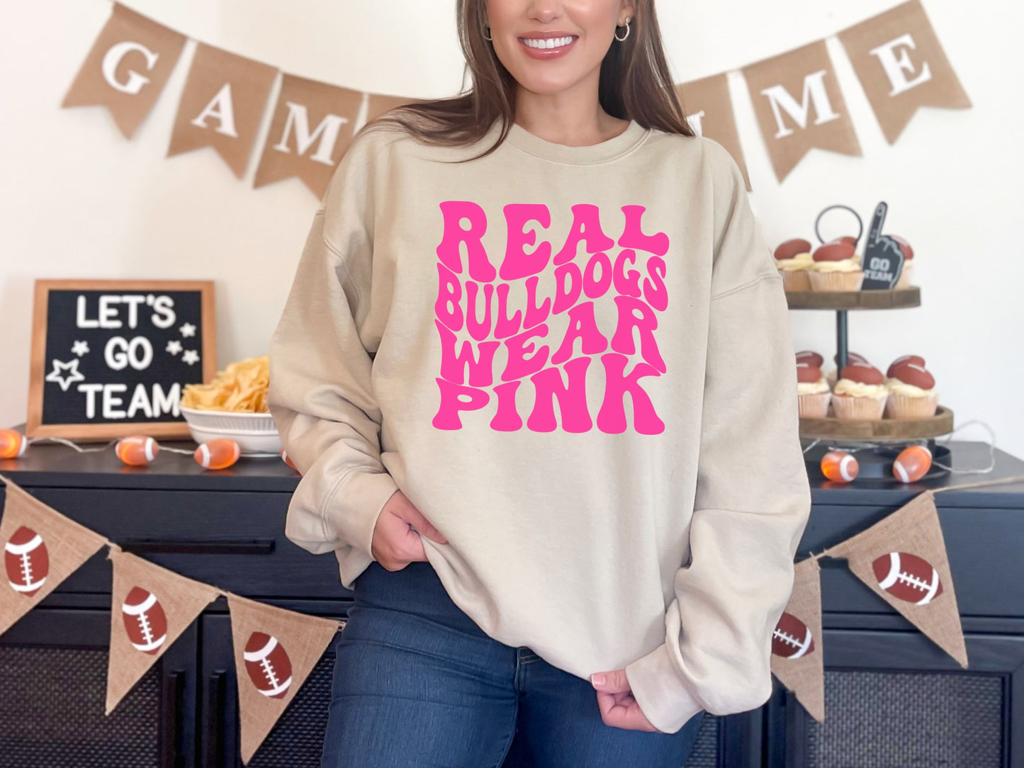 Real Bulldogs Wear Pink Sweatshirt