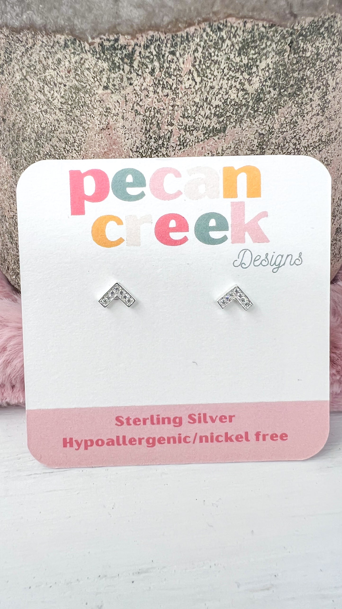 Chevron Rhinestone Earrings 925 Sterling Silver Hypoallergenic Earrings for Little Girls