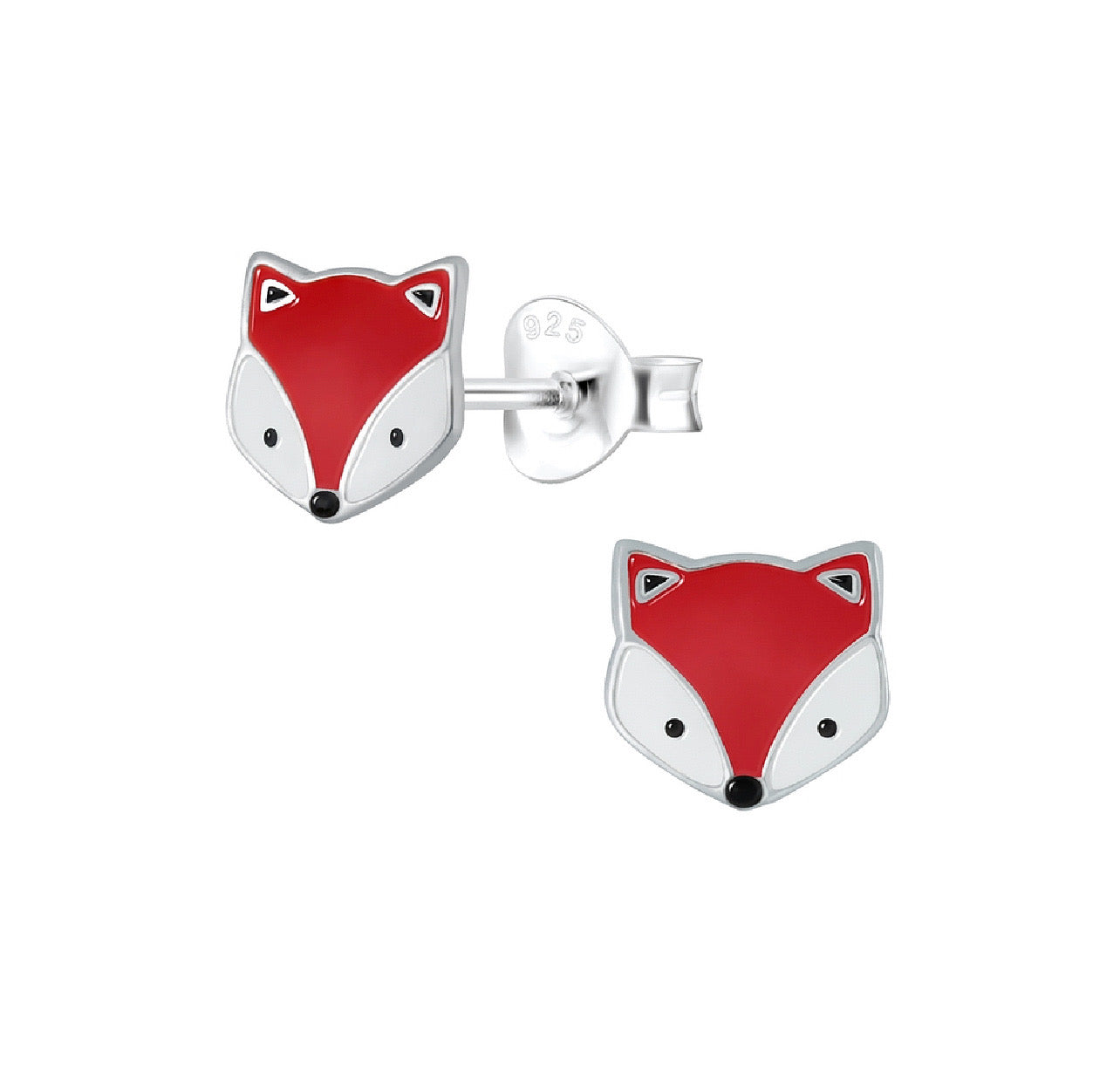 Fox Face Sterling Silver Earring Studs