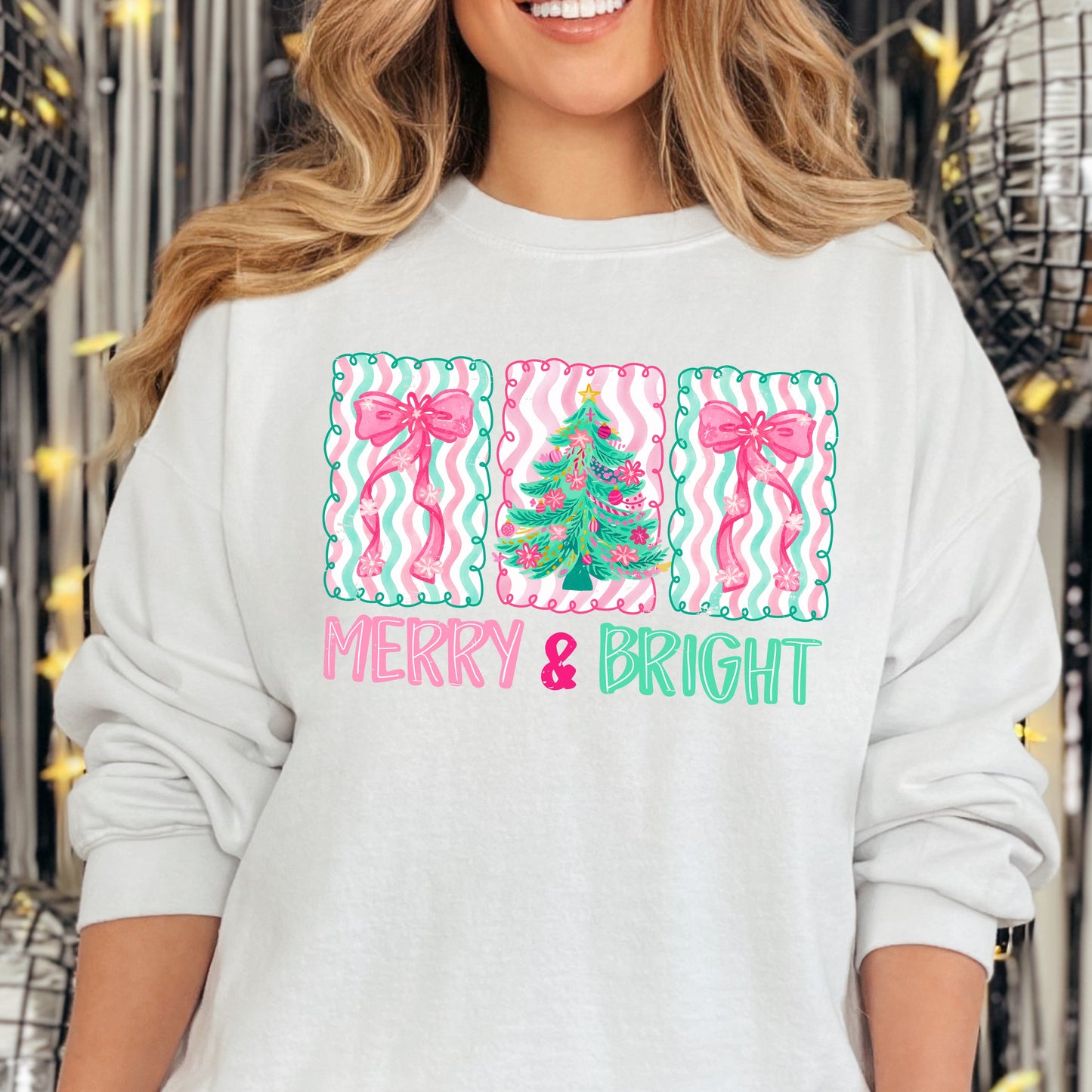 Merry and Bright Coquette Striped Sweatshirt