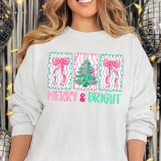 Merry and Bright Coquette Striped Sweatshirt