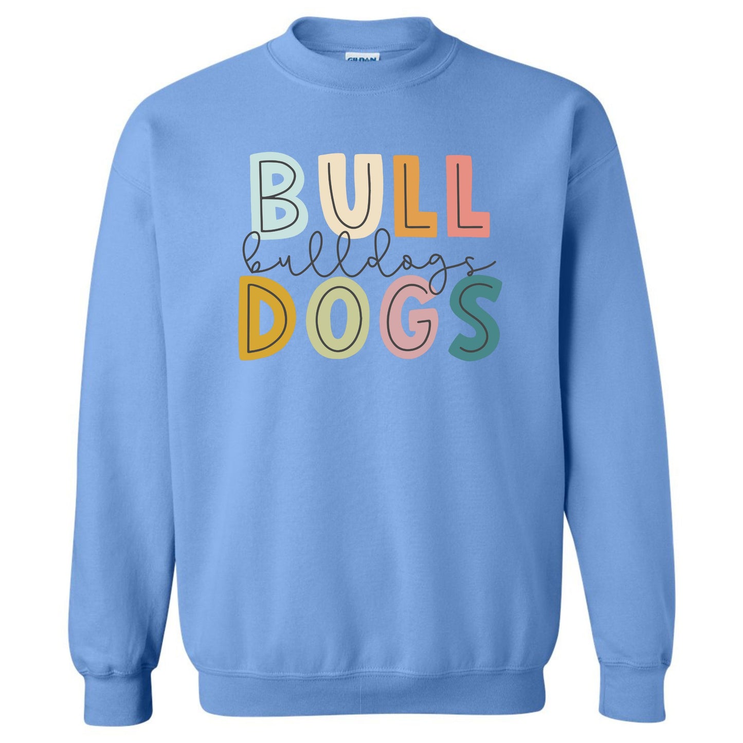 Colorful Bulldogs Sweatshirt with Print and Cursive