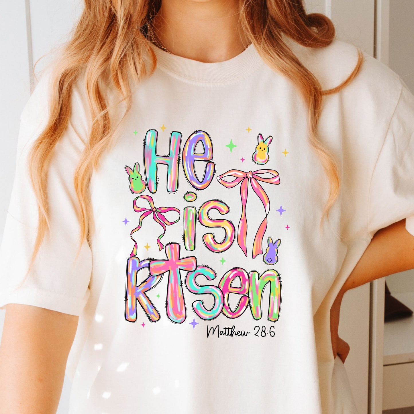 He is Risen Peep and Bow Easter Shirt