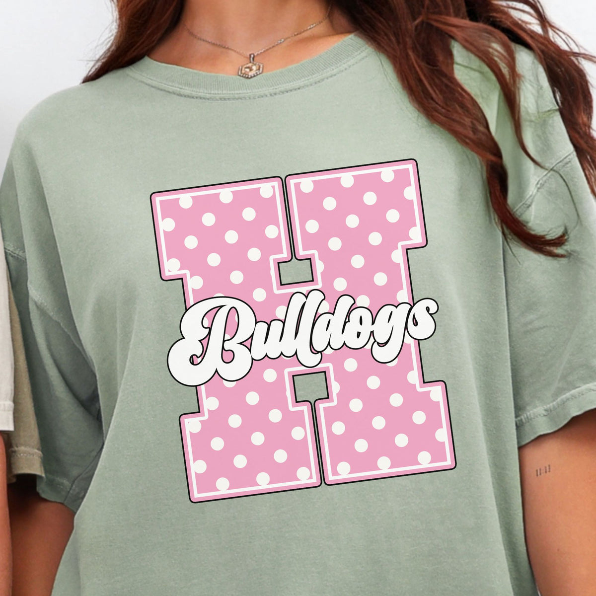 Hamilton Pink Polka Dot Initial Comfort Colors Tee