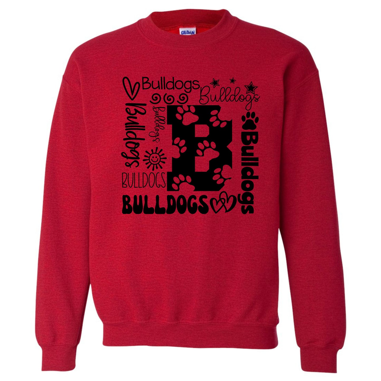 Bulldogs Sweatshirt Square Design with the letter B and pawprints