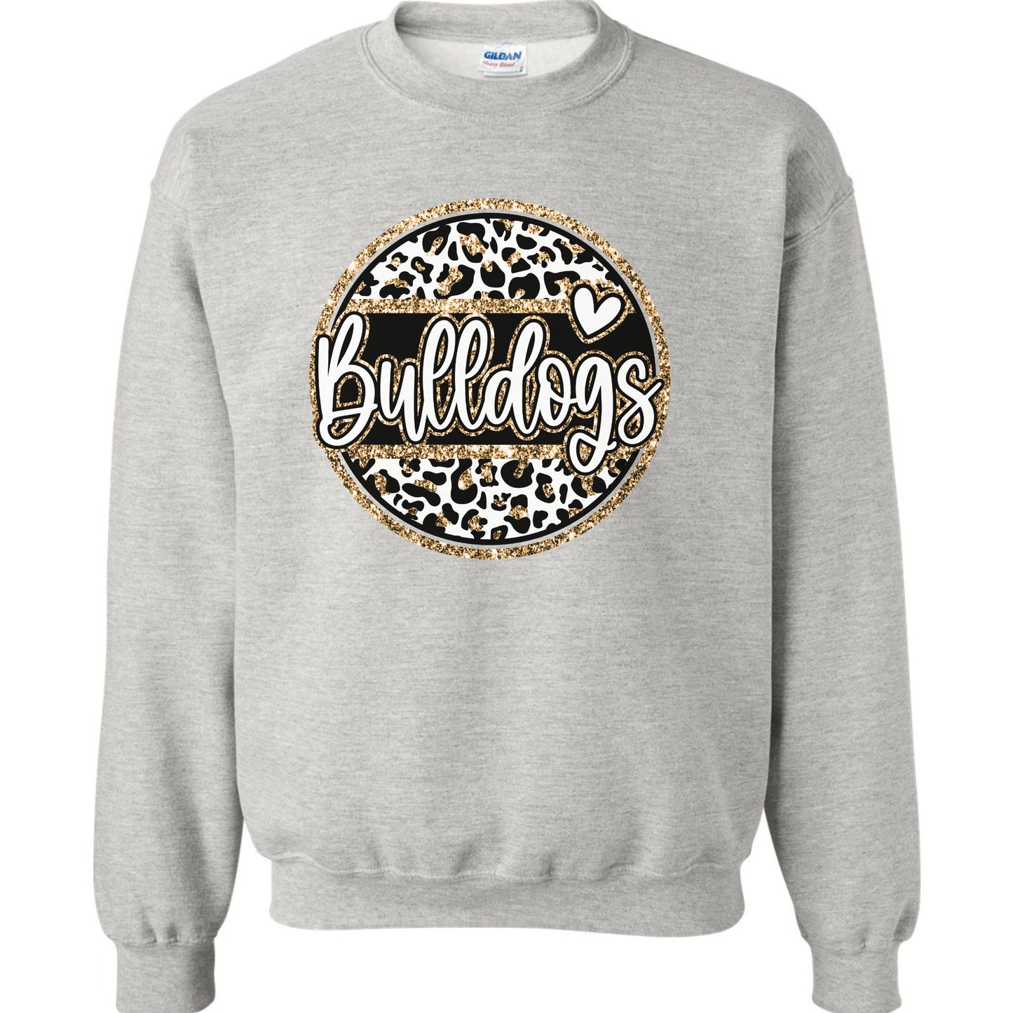 Bulldogs Circle Print with Cheetah Gold and Black Design Sweatshirt