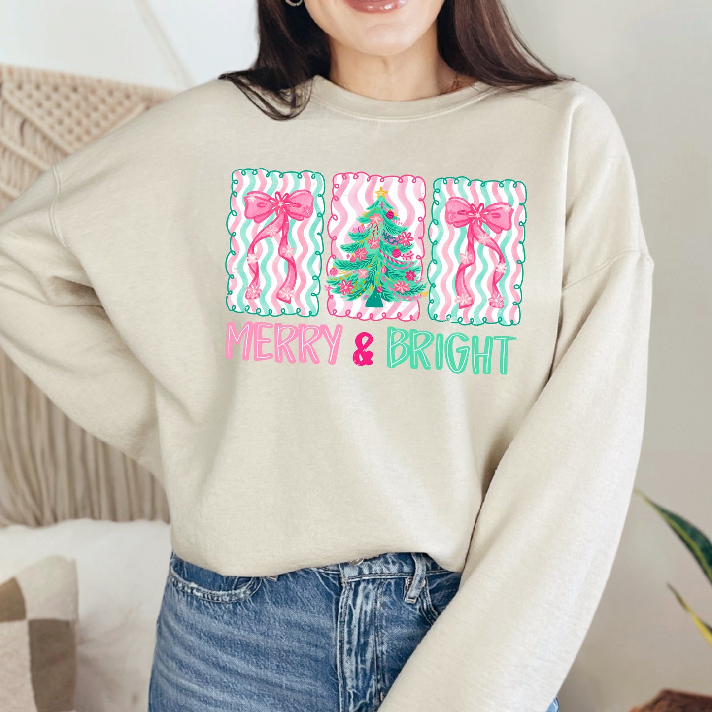 Merry and Bright Coquette Striped Sweatshirt