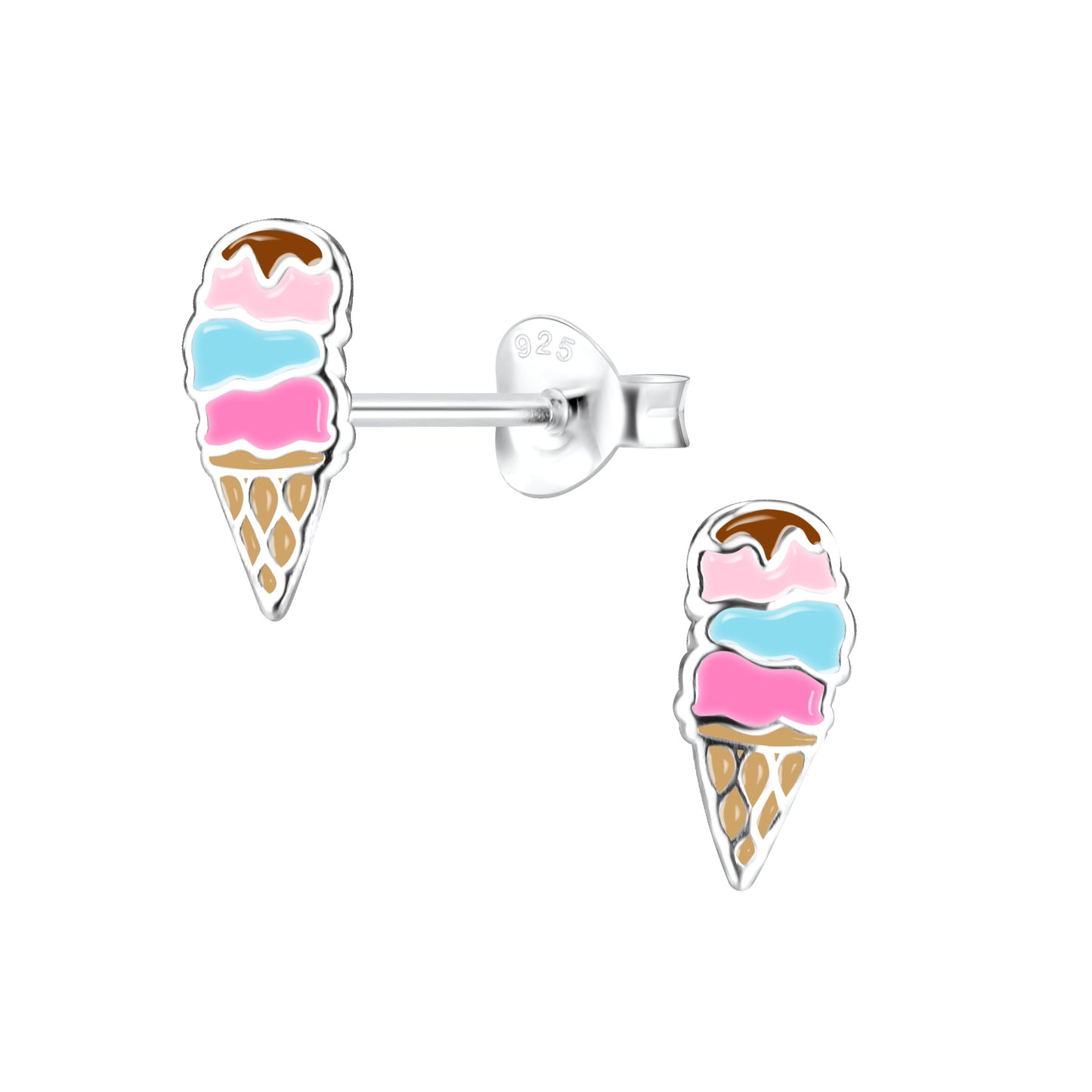 a pair of ice cream earrings on a white background