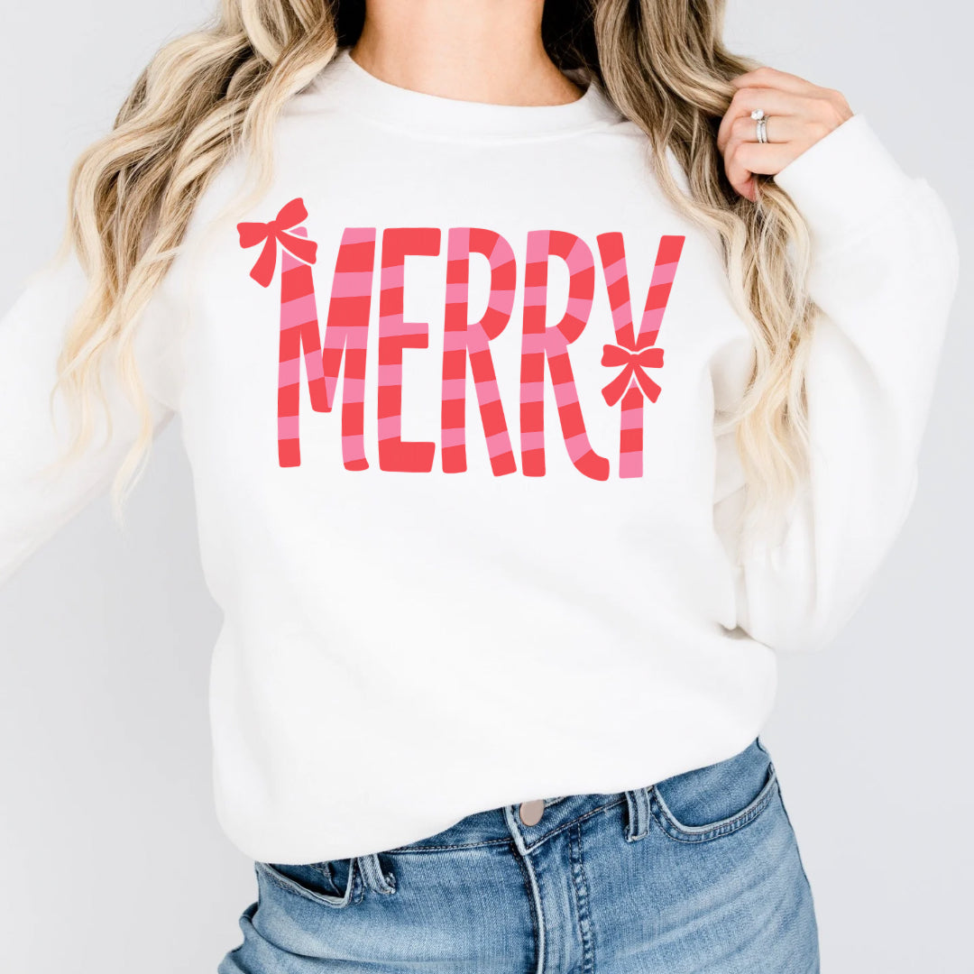 Merry coquette red and pink striped sweatshirt