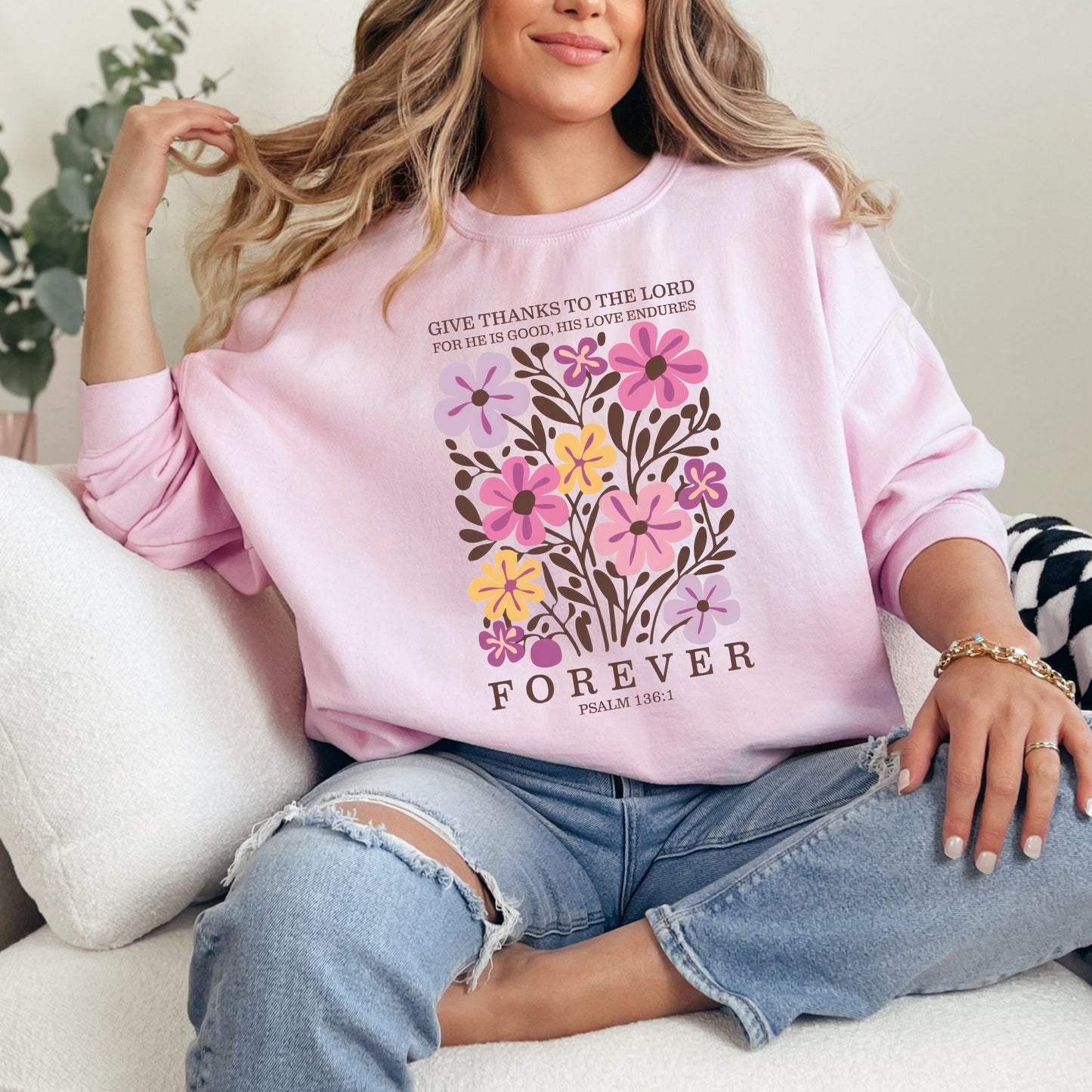Give Thanks to the Lord Religious Bible Verse Sweatshirt