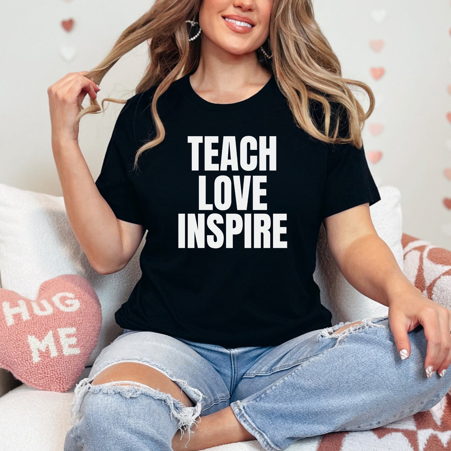 Teacher Tshirt Teach Love Inspire Valentine's Day Teacher Appreciation