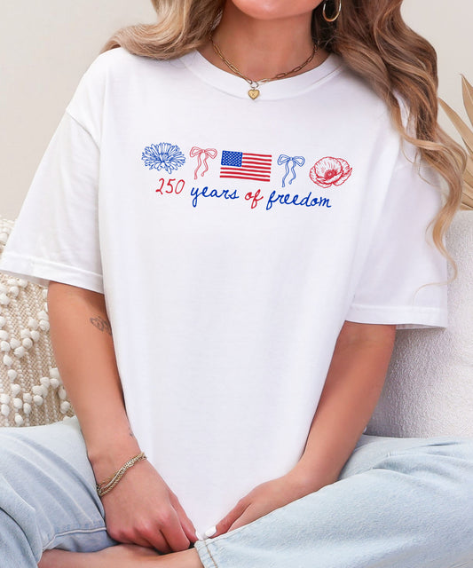 250 Years of Freedom Minimal Patriotic T-Shirt | Vintage Comfort Colors Tee