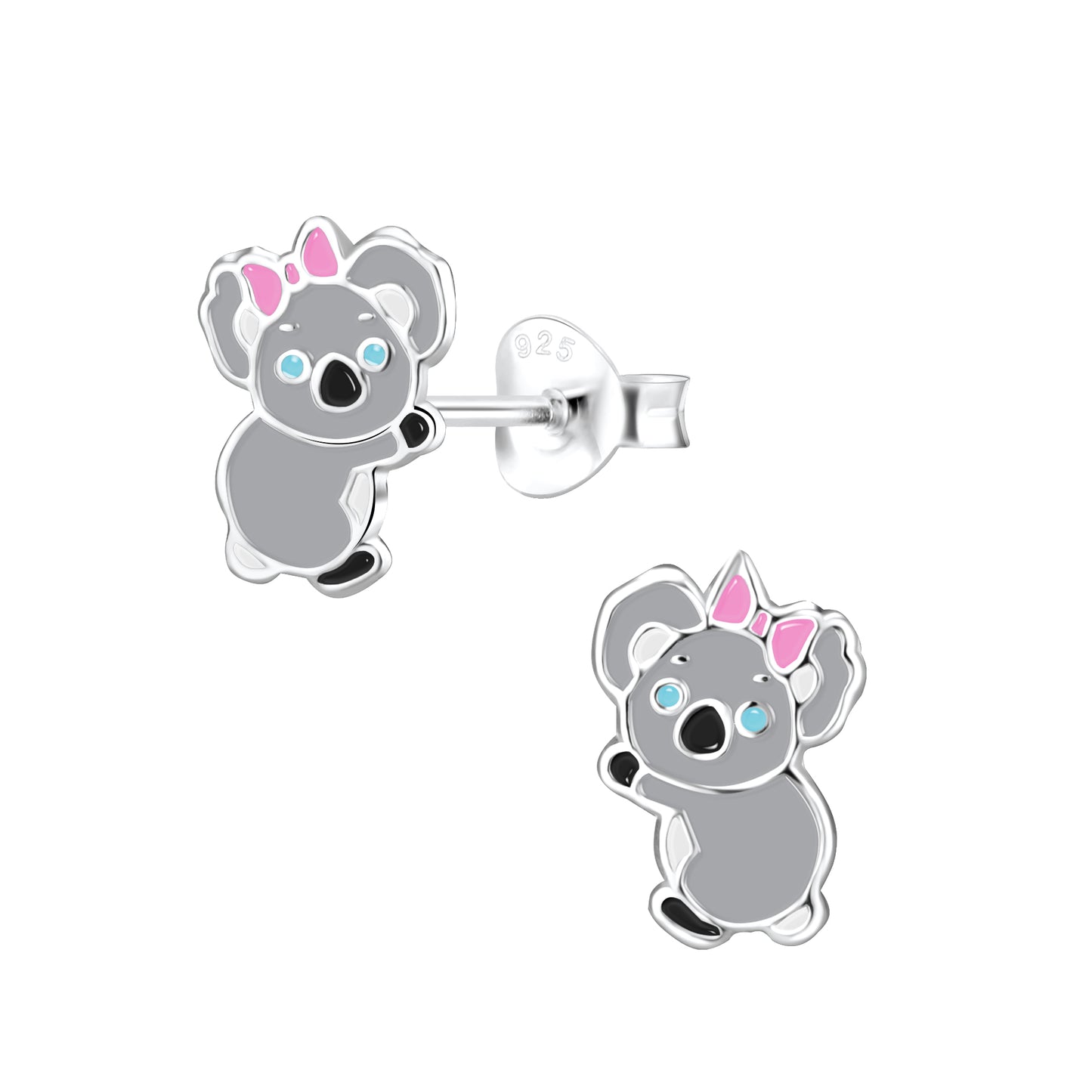 a pair of earrings with a koala on it