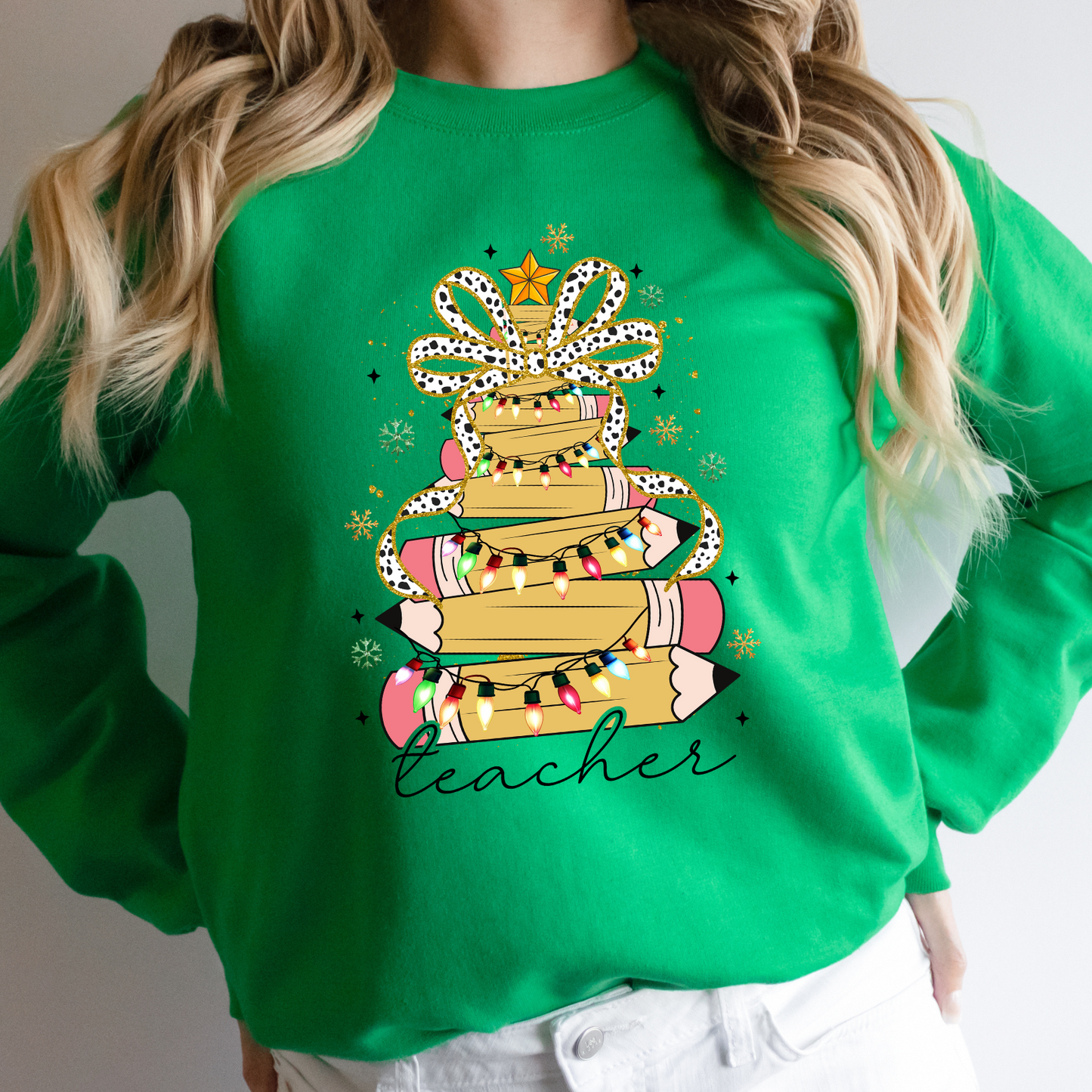 Teacher Pencil Christmas Tree Sweatshirt