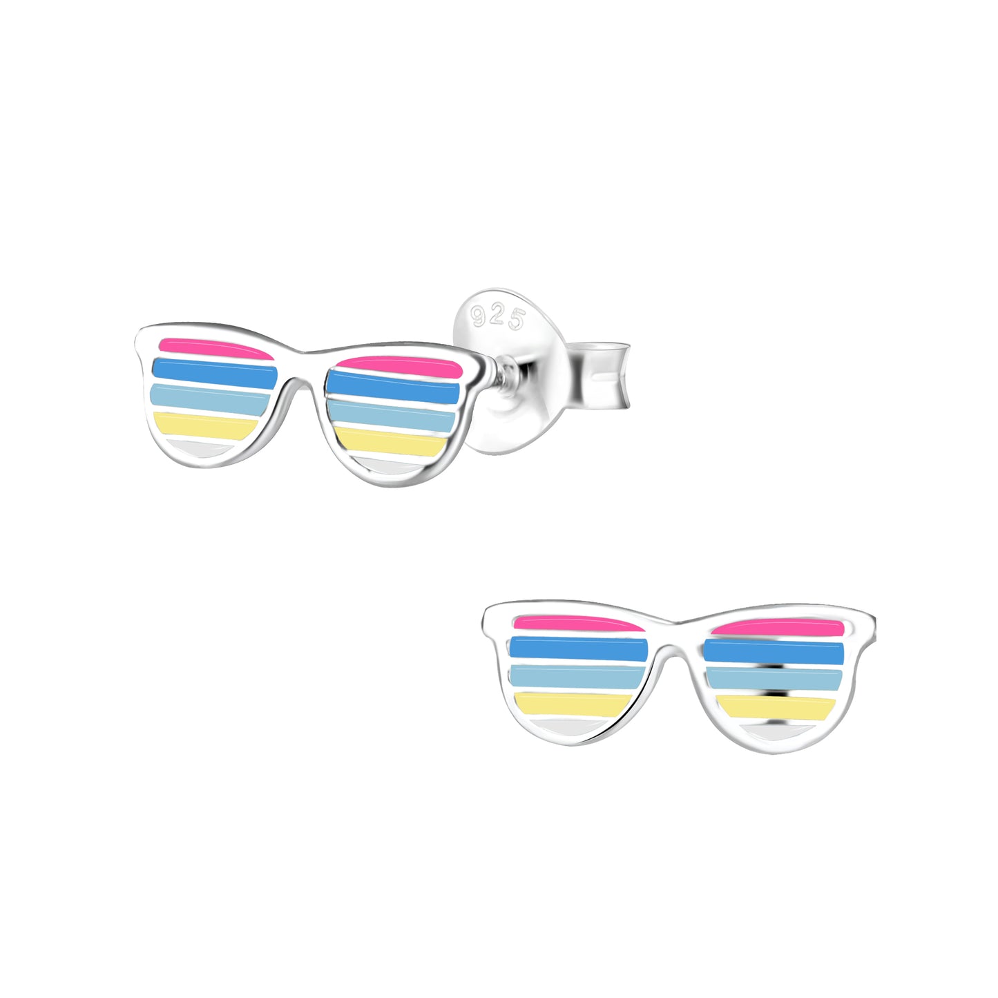 a pair of colorful sunglasses are shown on a white background