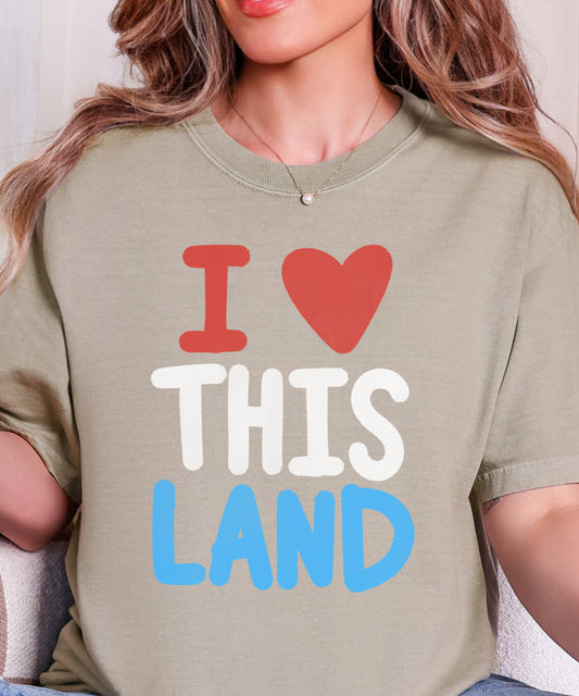 I ❤️ This Land Patriotic T-Shirt | Comfort Colors USA Graphic Tee