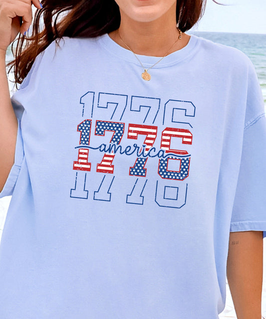 America 1776 Patriotic T-Shirt | Vintage Flag Comfort Colors Tee