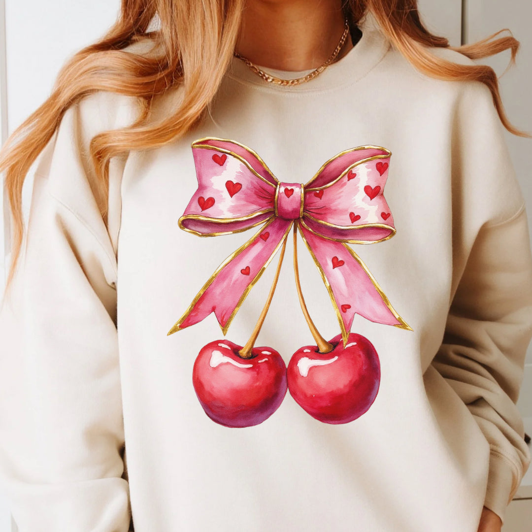 Cherry coquette heart  sweatshirt