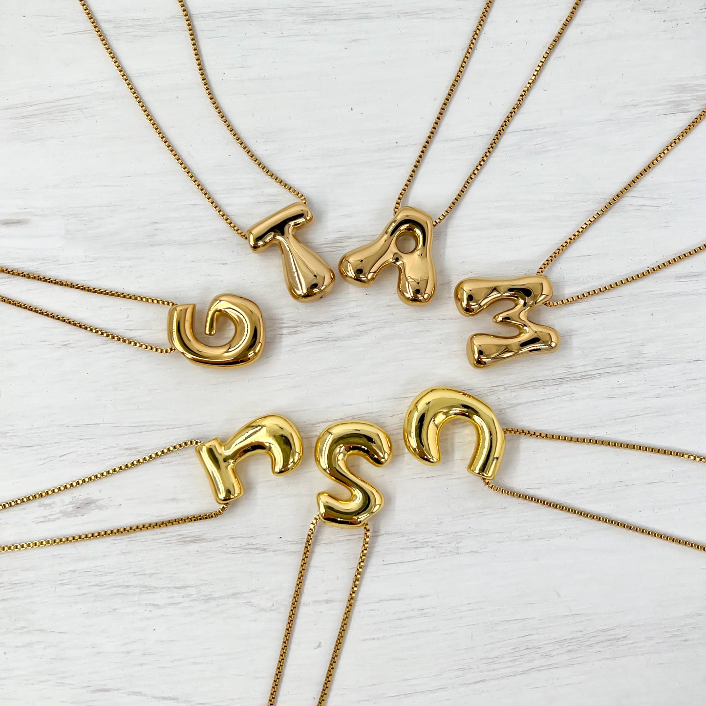 18k Gold Coated Bubble Letter Necklaces