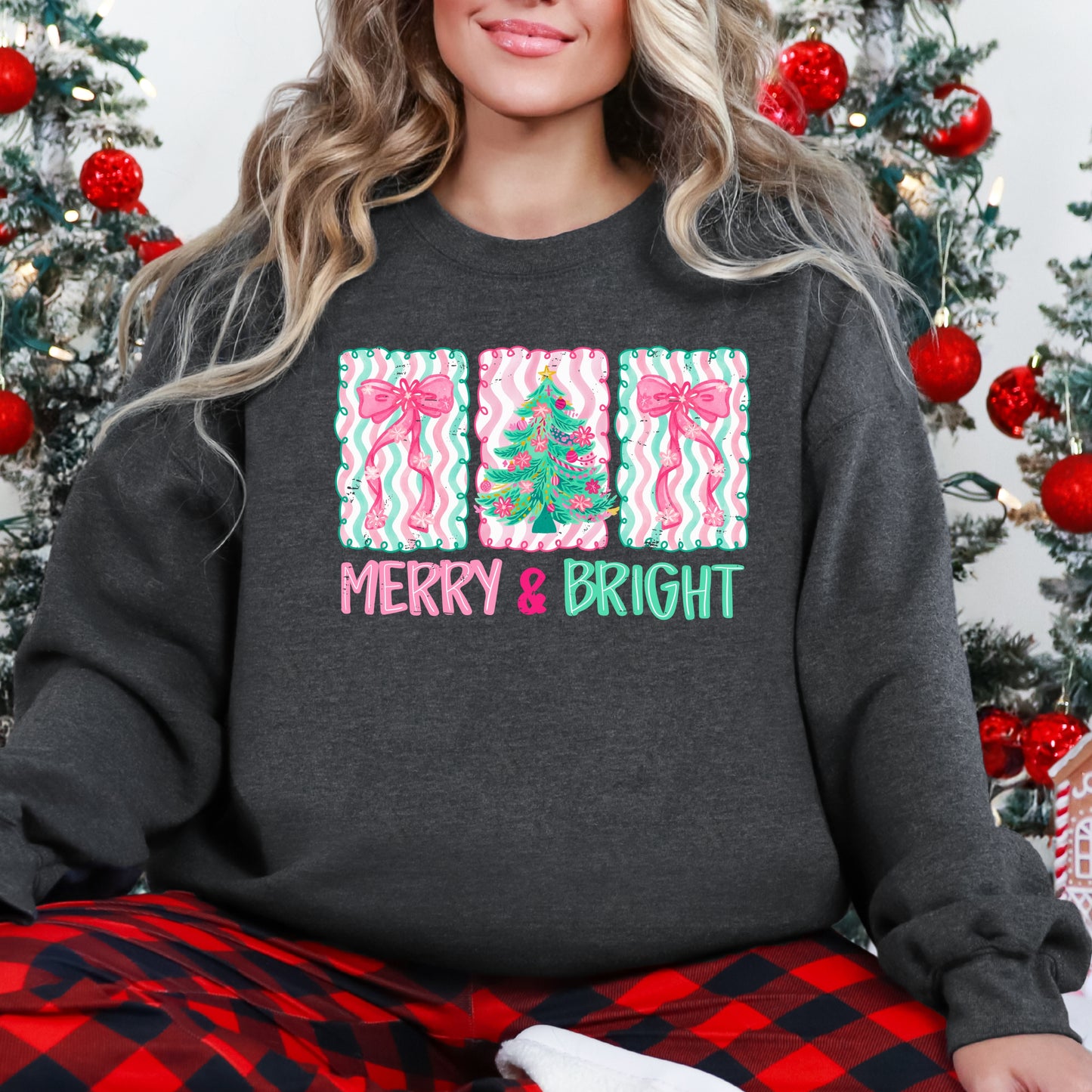 Merry and Bright Coquette Striped Sweatshirt