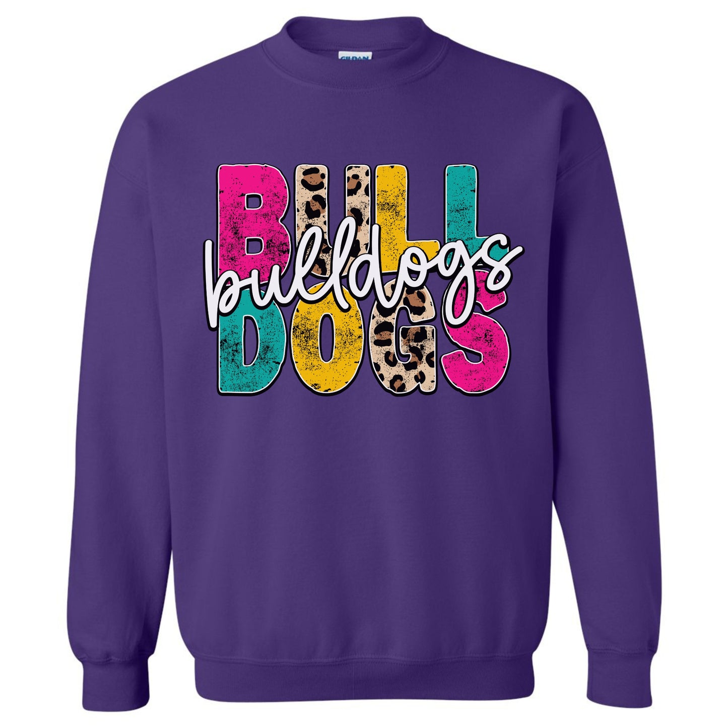 Bulldog Sweatshirt Colorful Bulldogs with leopard print