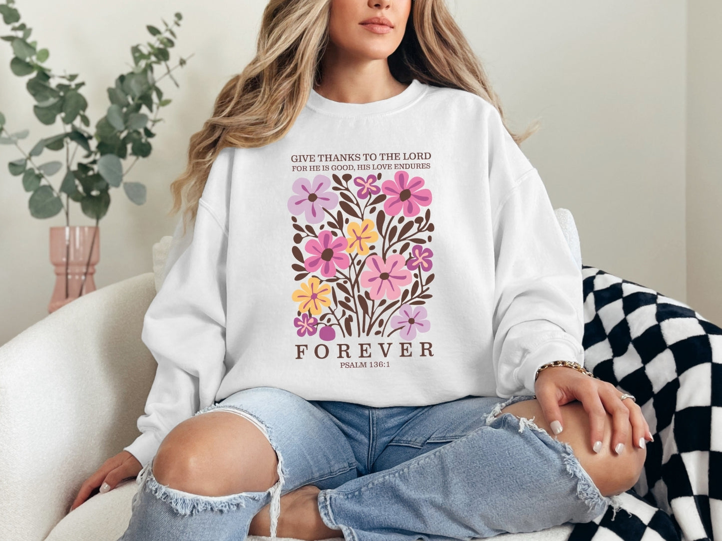 Give Thanks to the Lord Religious Bible Verse Sweatshirt
