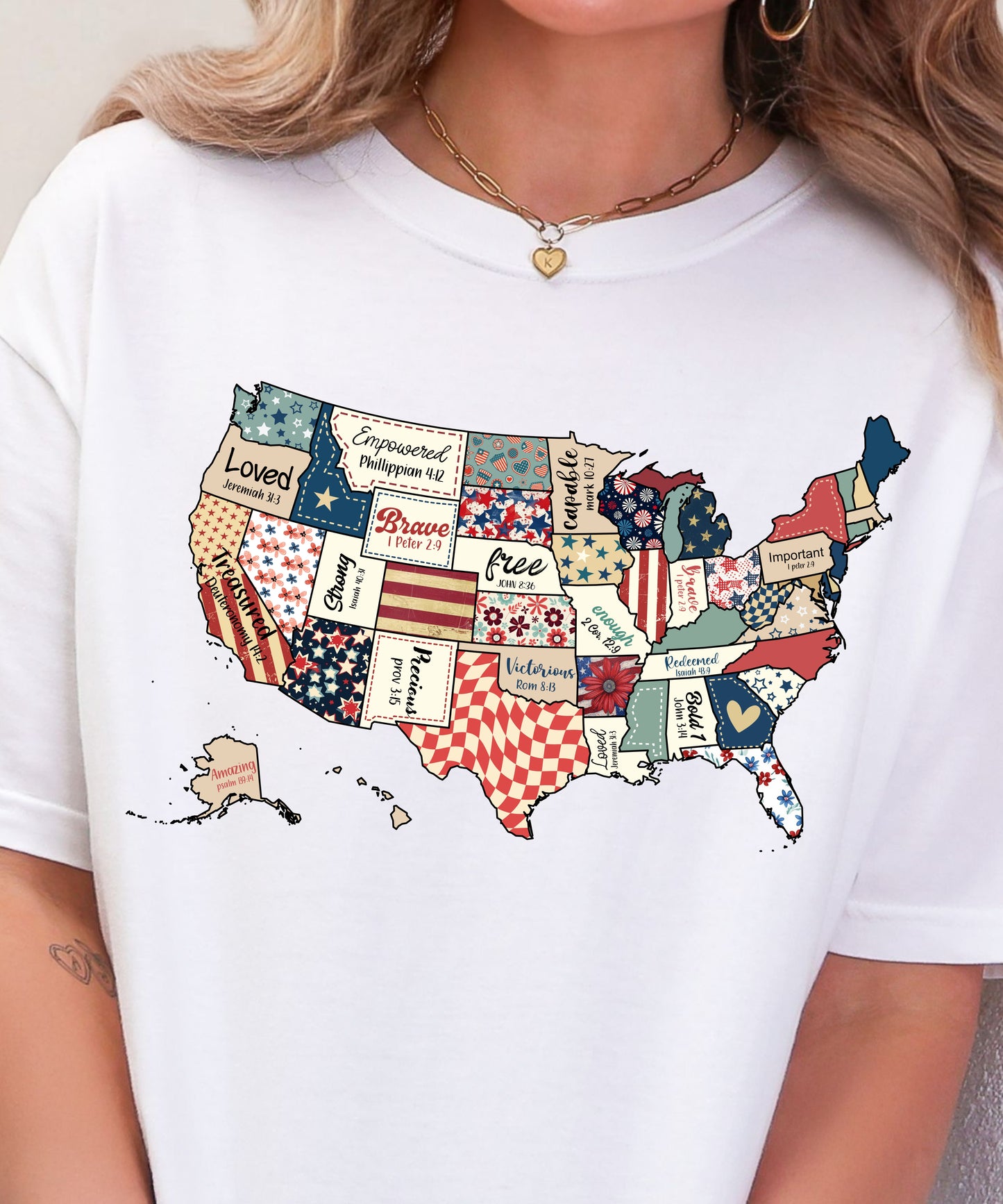 Faith USA Map T-Shirt | Scripture-Inspired Patriotic Comfort Colors Tee