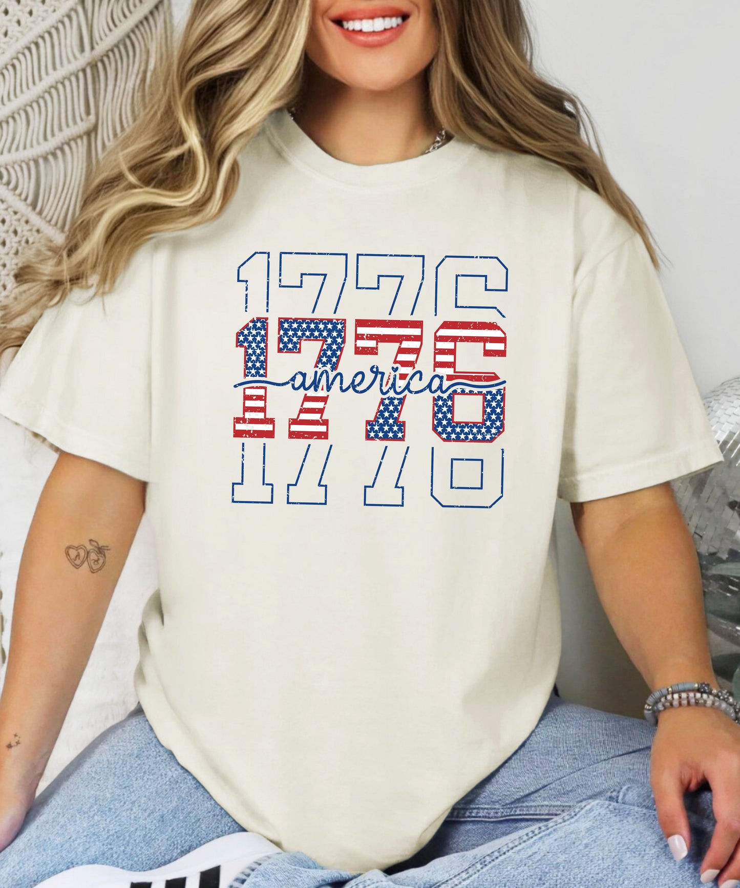 America 1776 Patriotic T-Shirt | Vintage Flag Comfort Colors Tee