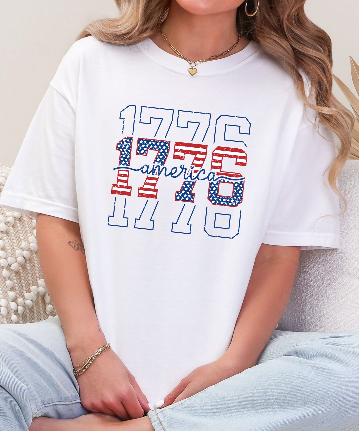 America 1776 Patriotic T-Shirt | Vintage Flag Comfort Colors Tee