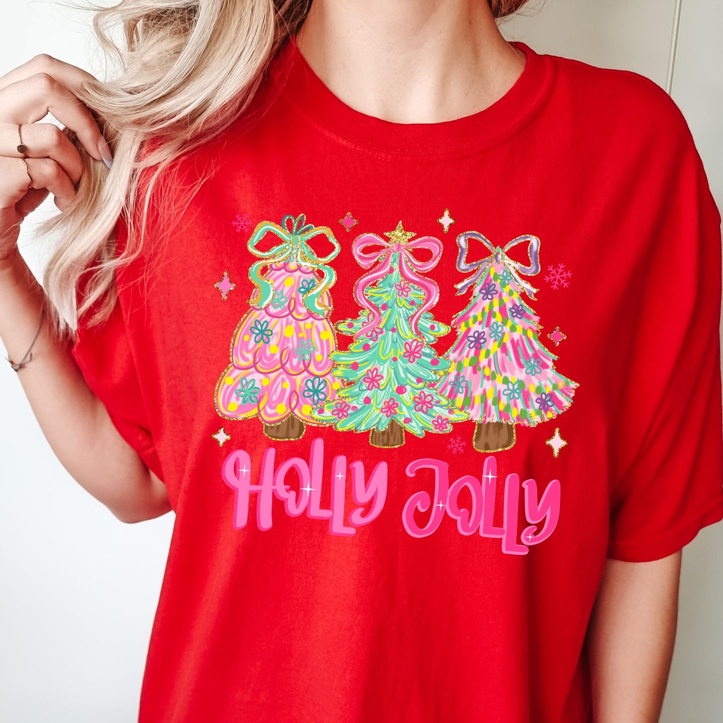 Holly Jolly Coquette Christmas Trees Tee – Comfort Colors