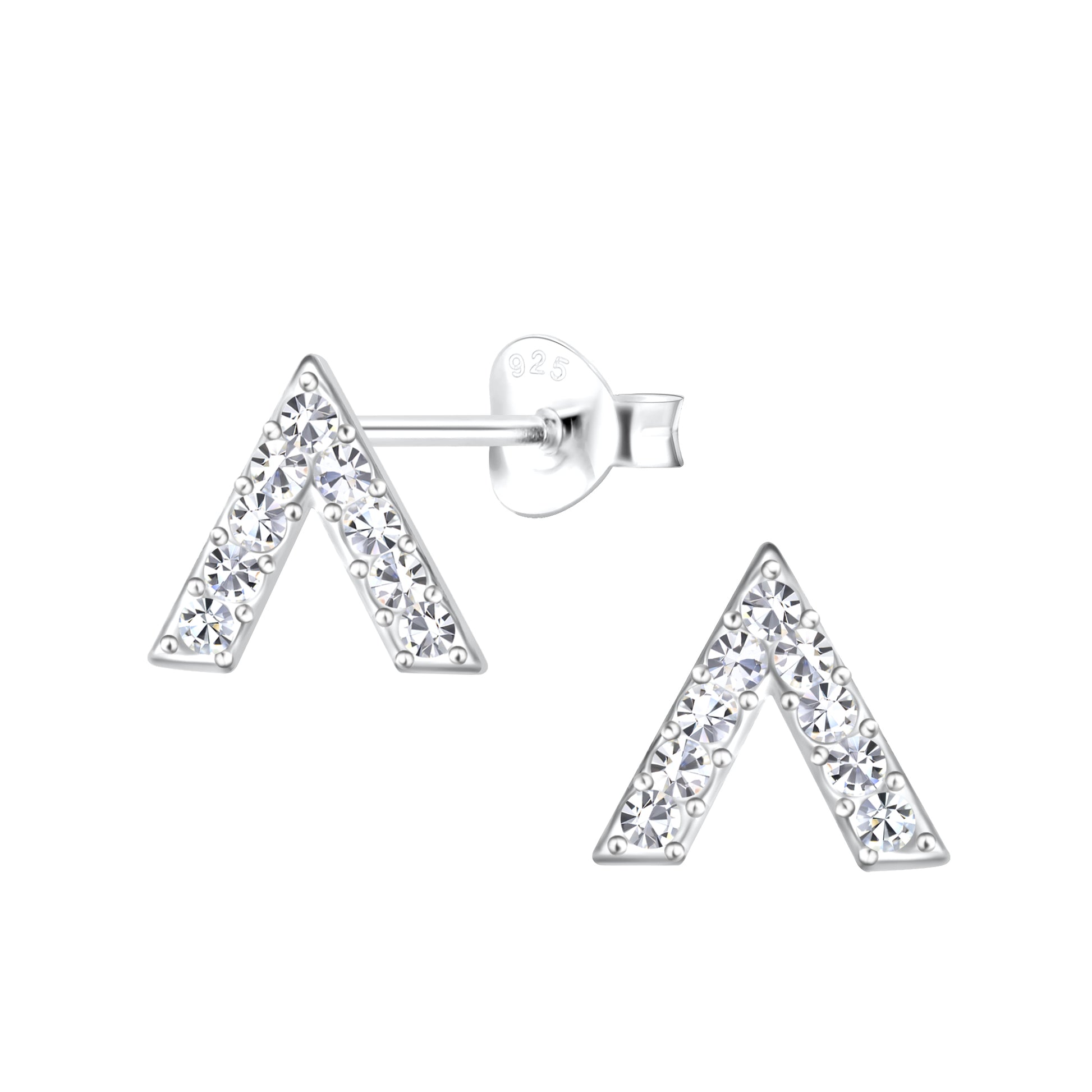 a pair of white gold earrings with diamonds