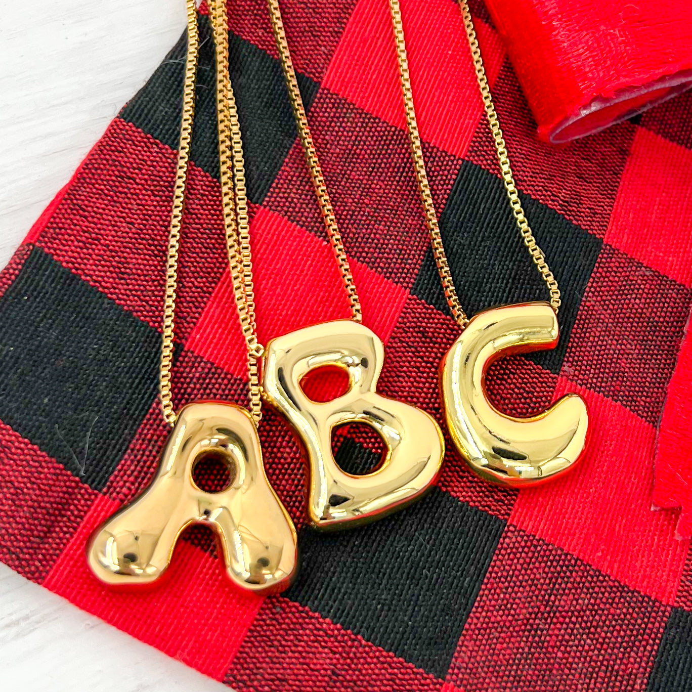 18k Gold Coated Bubble Letter Necklaces