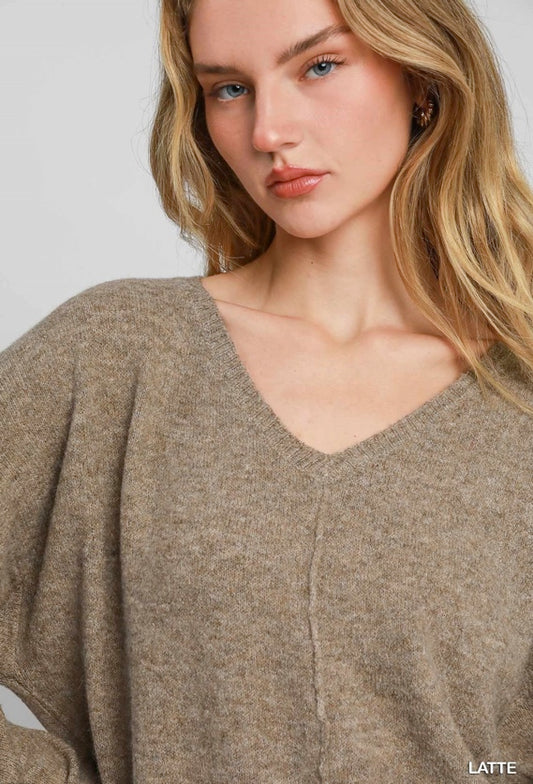 Wool Blended Pullover Sweater Latte Color