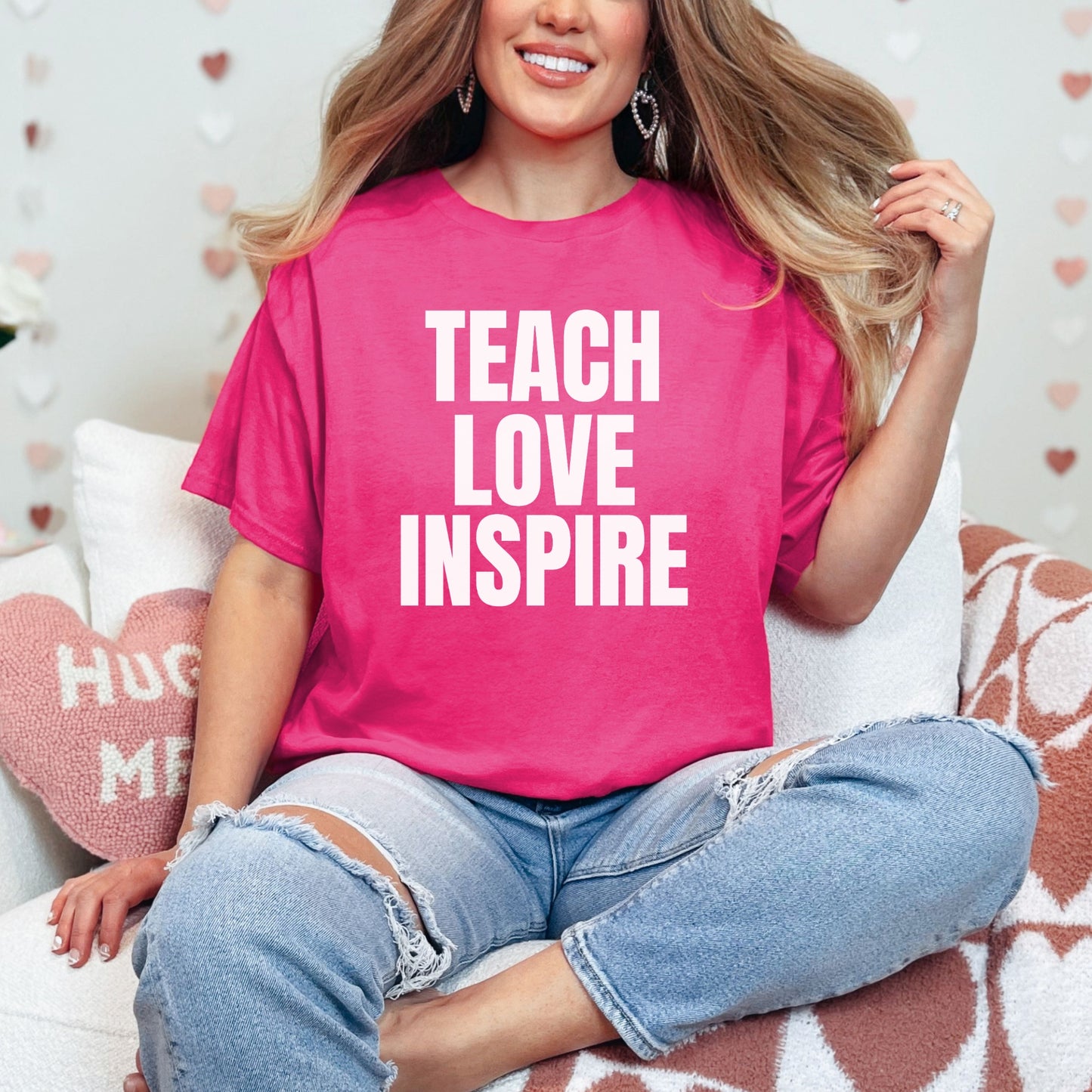 Teacher Tshirt Teach Love Inspire Valentine's Day Teacher Appreciation