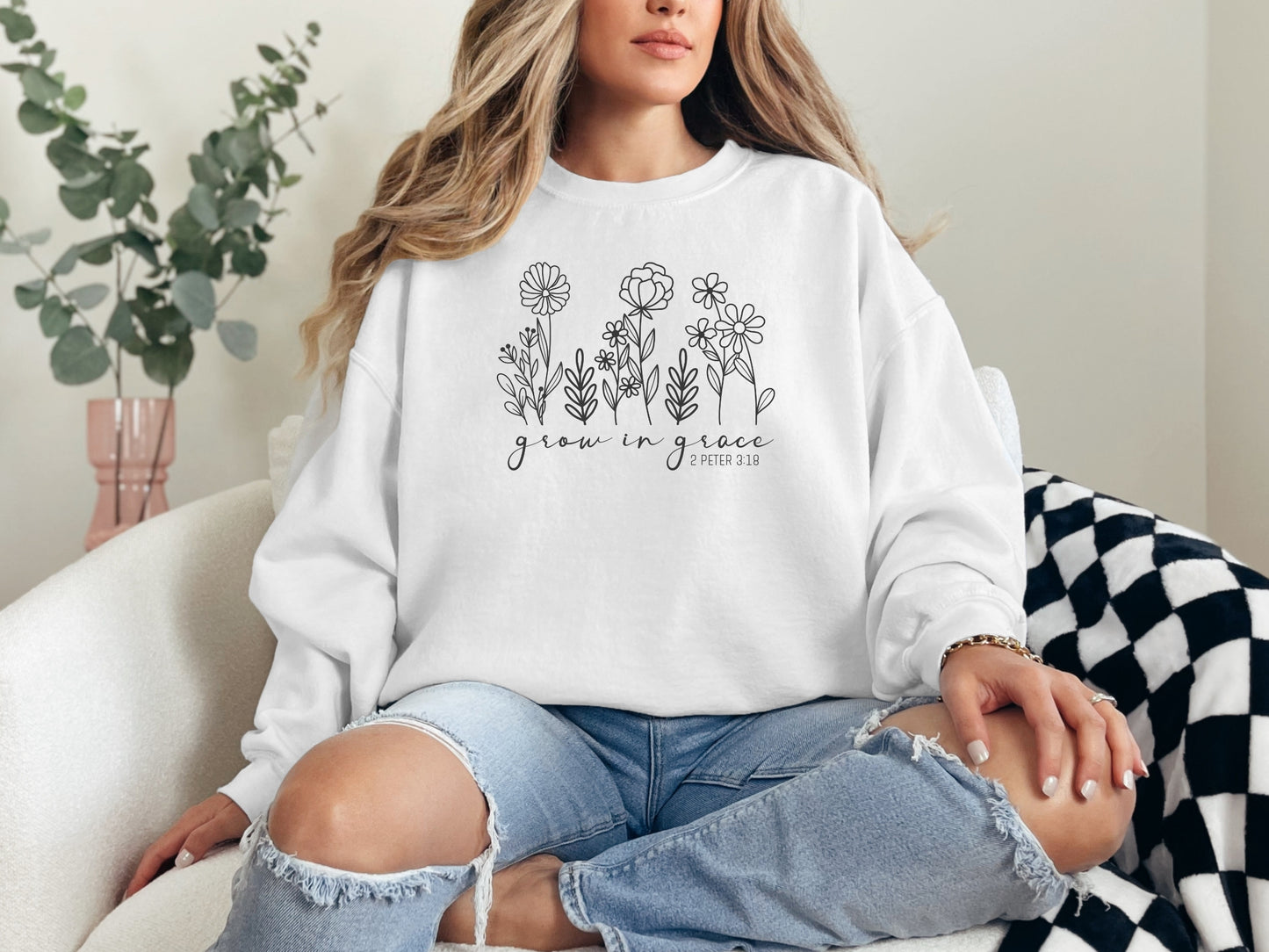 Grow in Grace Religious Bible Verse Sweatshirt