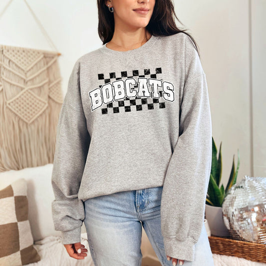 Bobcats Checkered Background Sweatshirt