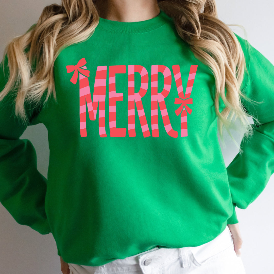 Merry coquette red and pink striped sweatshirt