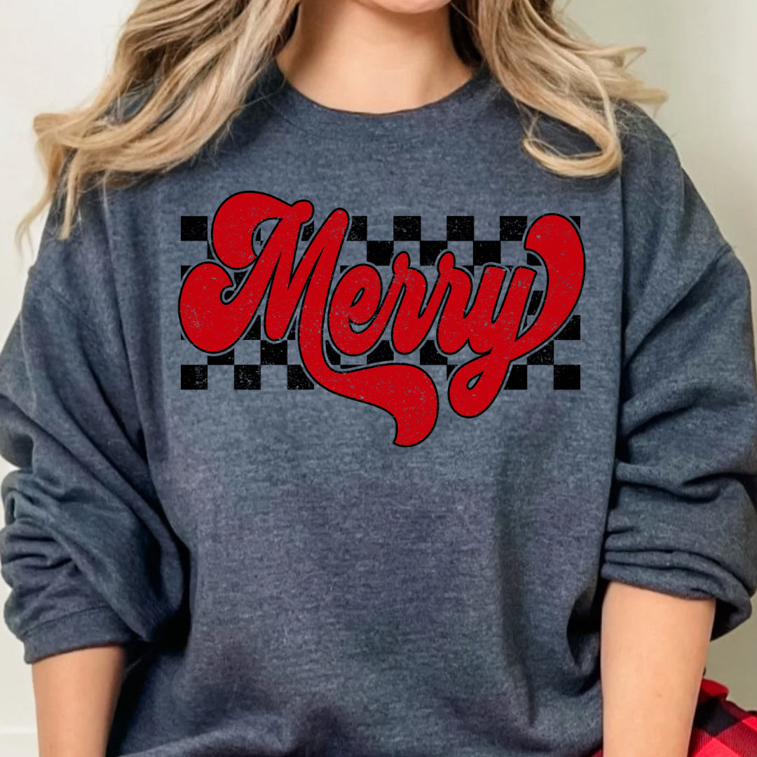 Merry checkered Christmas sweatshirt