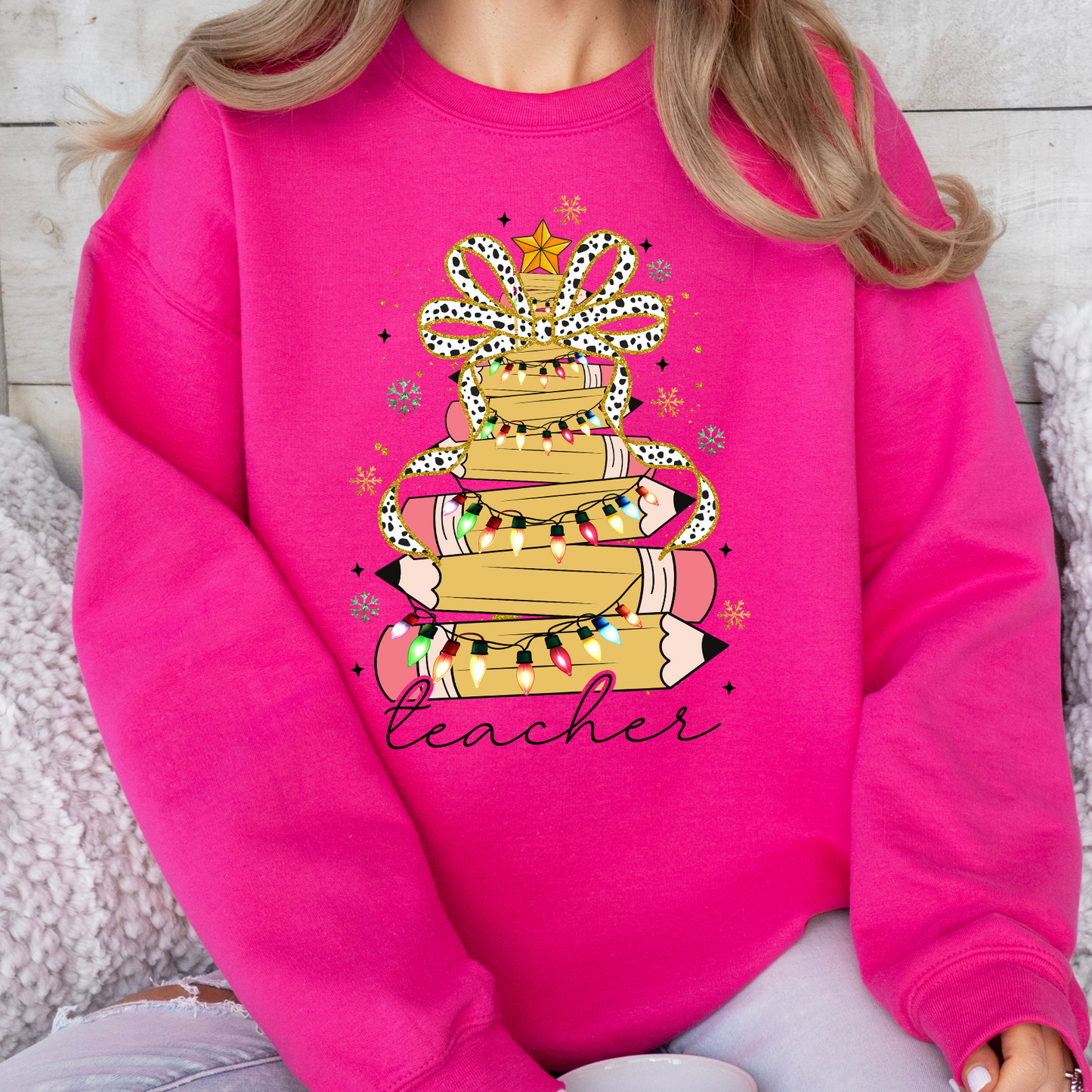 Teacher Pencil Christmas Tree Sweatshirt