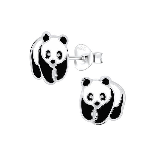 Panda Sterling Silver Stud Earrings