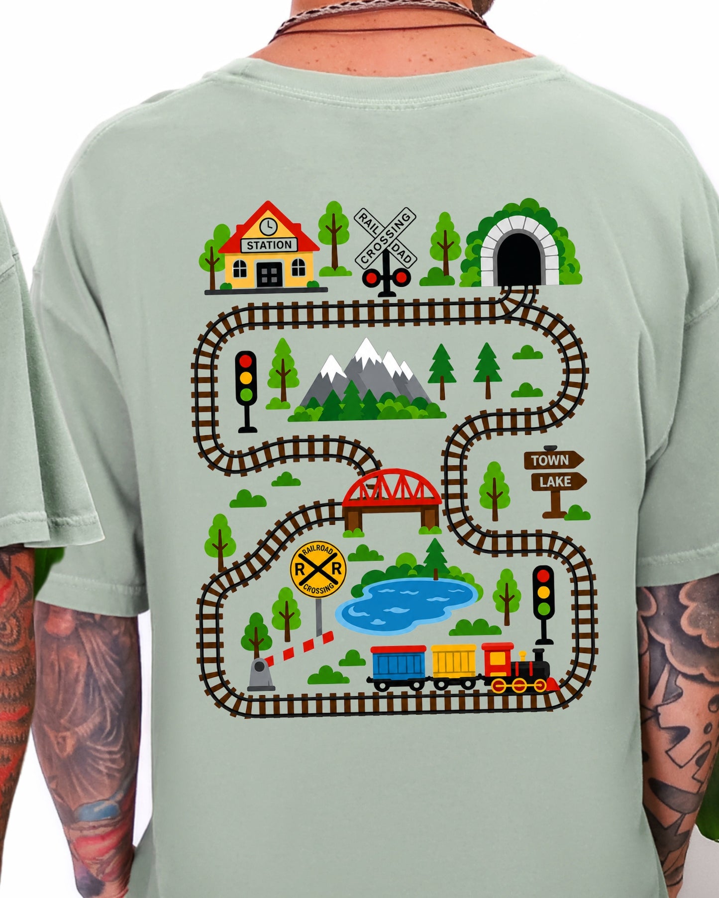 Tired Dads Club Train Shirt, Play Mat Tshirt for Dad, Interactive Tee, Fun Dad Gift, Train Engineer Shirt, Sensory Play Tee