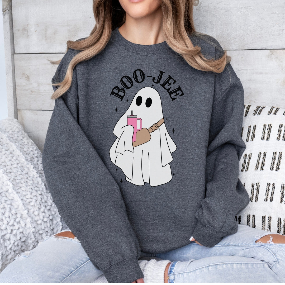 Boojee Ghost with Stanley Cup and Crossbody bag Fall Sweatshirt