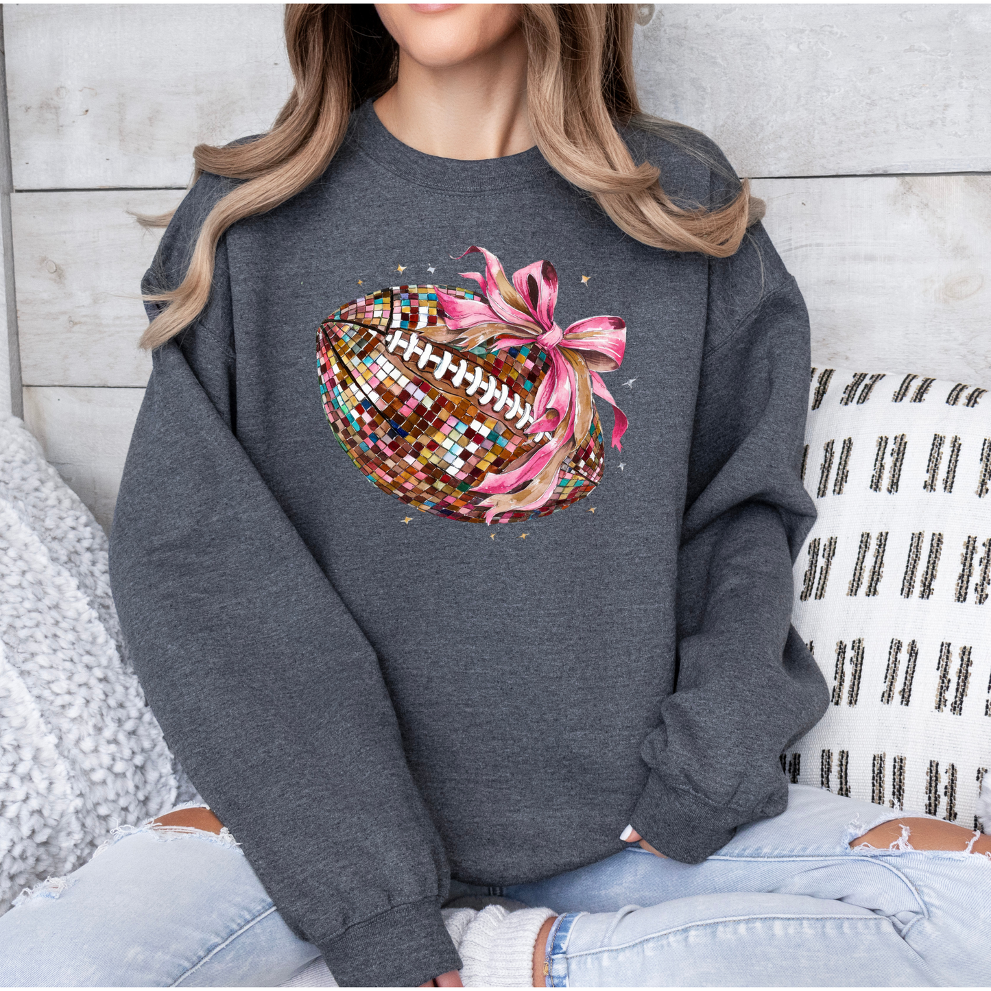 Disco Ball Football Pink Out Sweatshirt